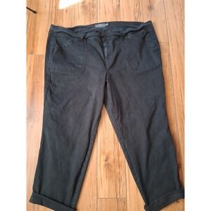 Torrid Womens Black Utility Crop Pants Plus Size 24 Double Button Cuffed Hem